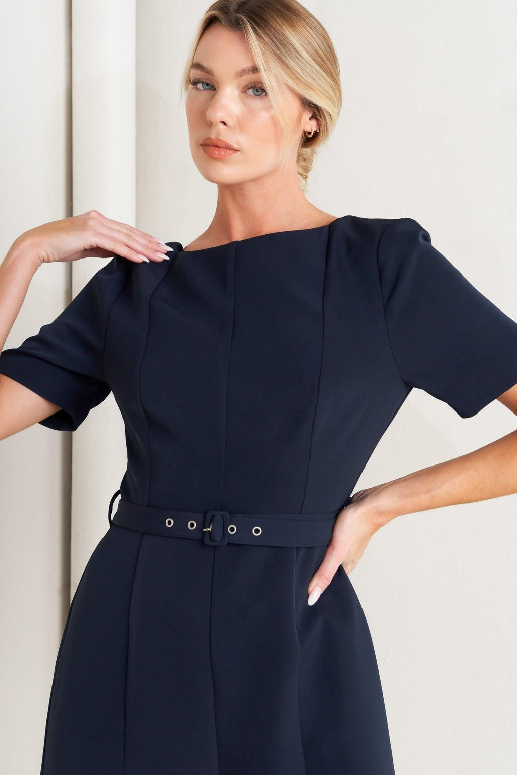 FOREVER FLATTERING NAVY WOVEN JUMPSUIT Flying Tomato