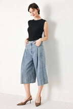 [PREORDER] SKY CHARMER DENIM CULOTTE PANTS Flying Tomato