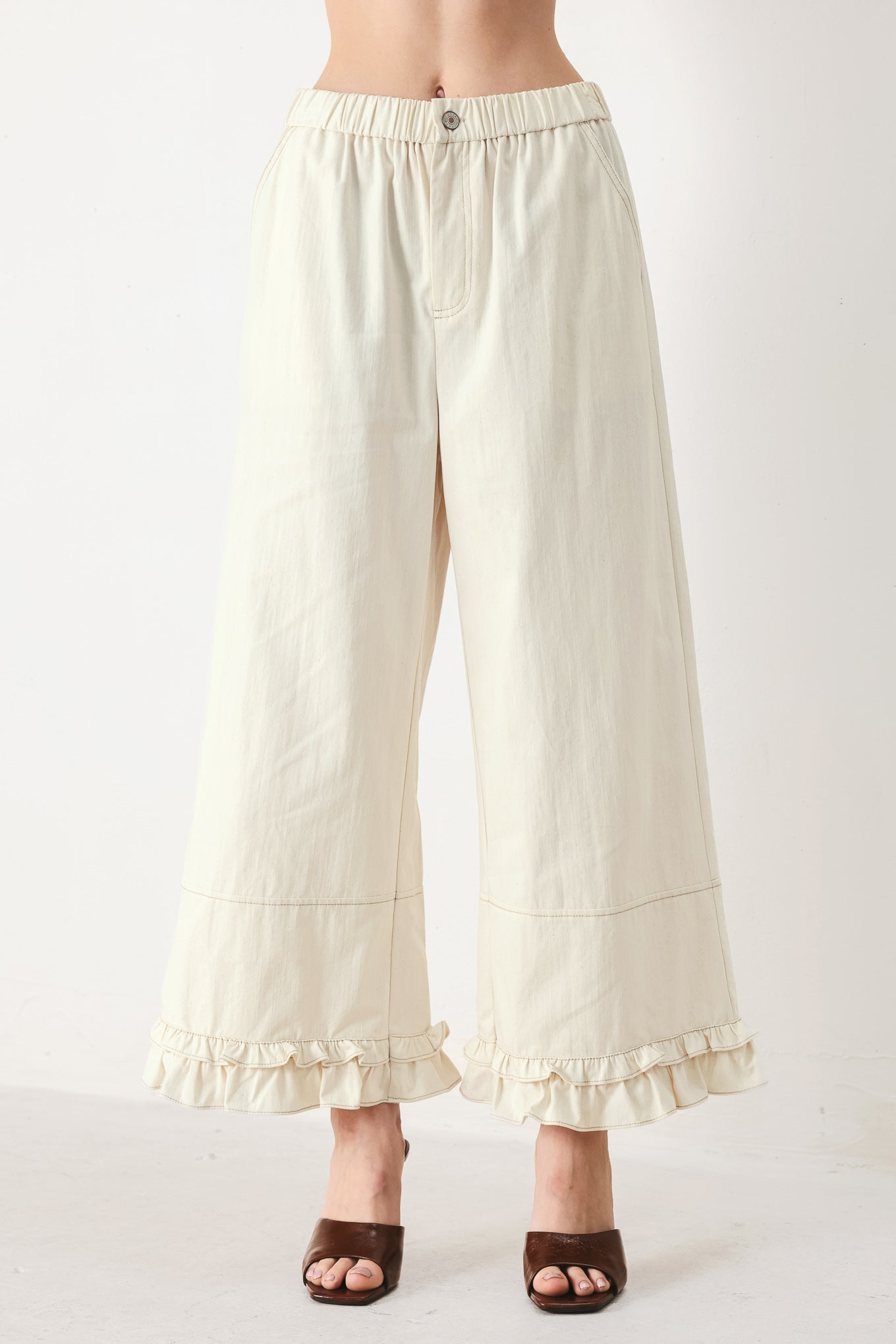 SUNDAY SOFT FLOW WOVEN CULOTTE PANTS Flying Tomato