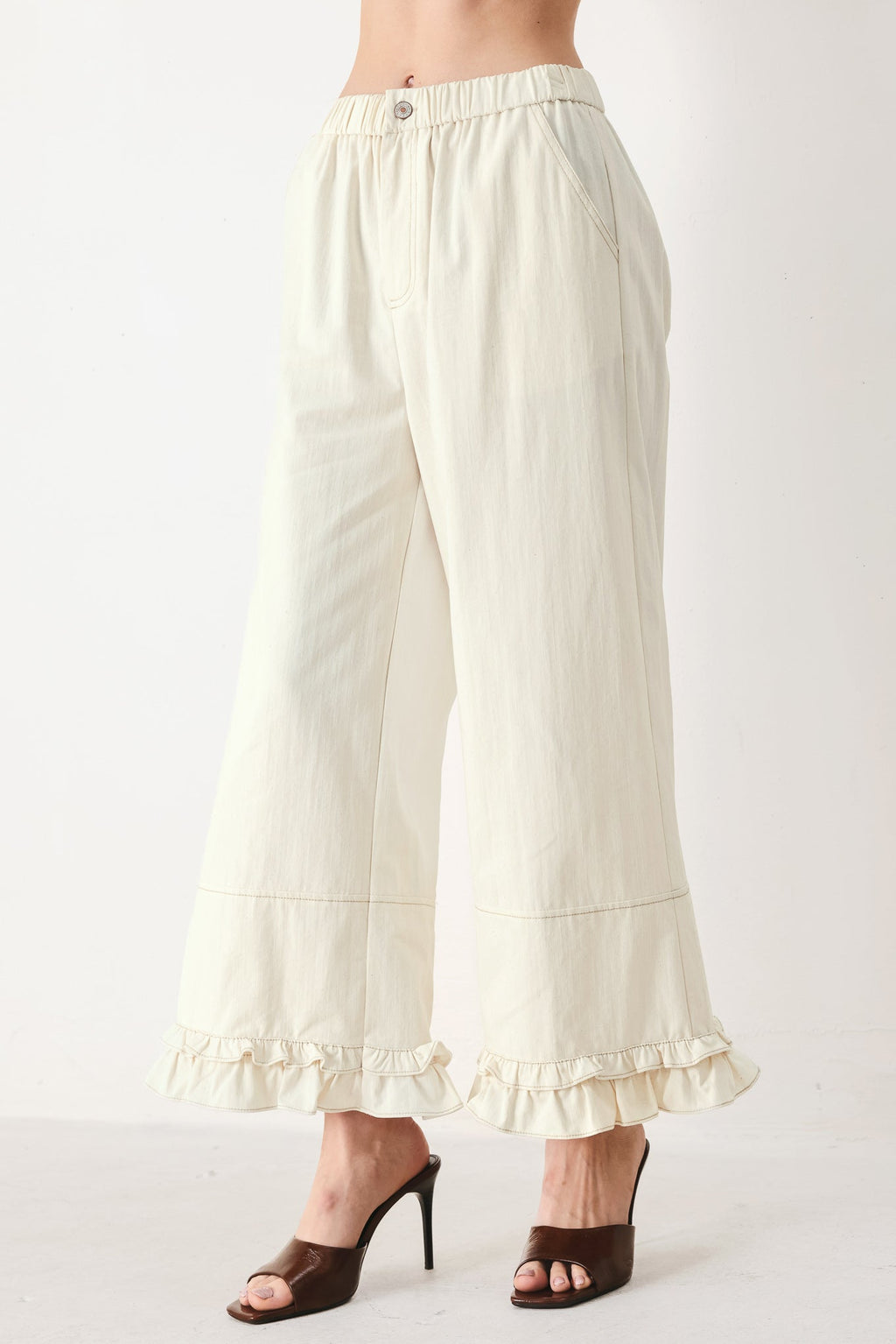 SUNDAY SOFT FLOW WOVEN CULOTTE PANTS Flying Tomato