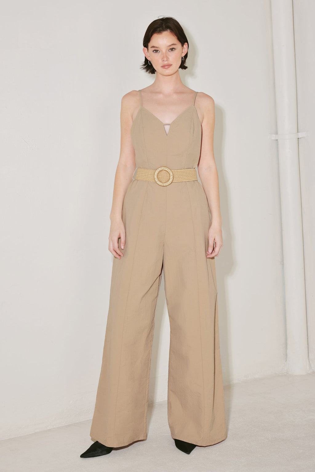 NEUTRAL GODDESS WOVEN JUMPSUIT Flying Tomato