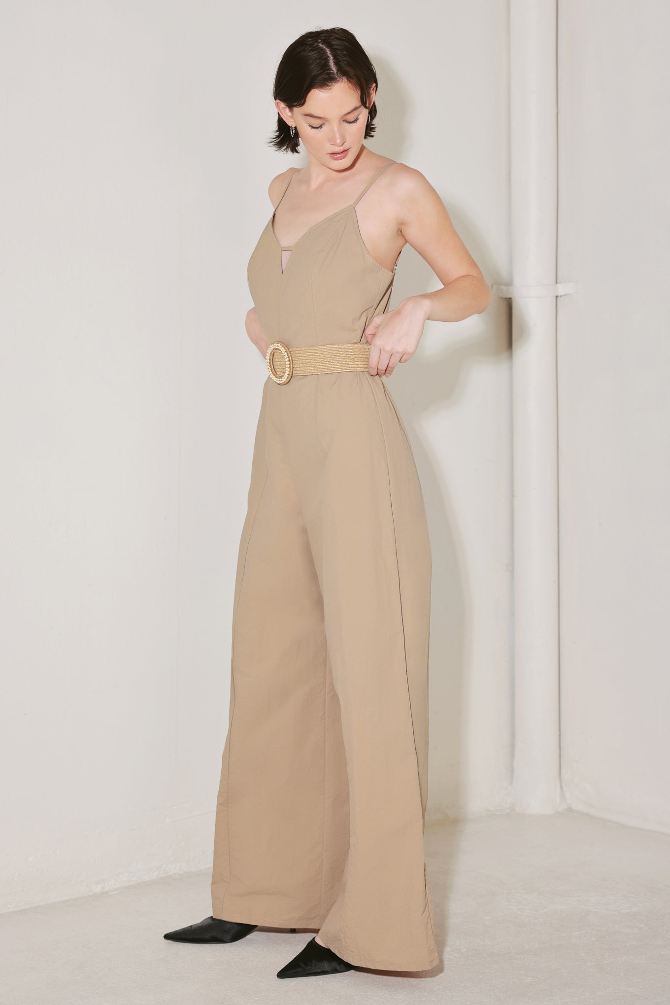 NEUTRAL GODDESS WOVEN JUMPSUIT Flying Tomato