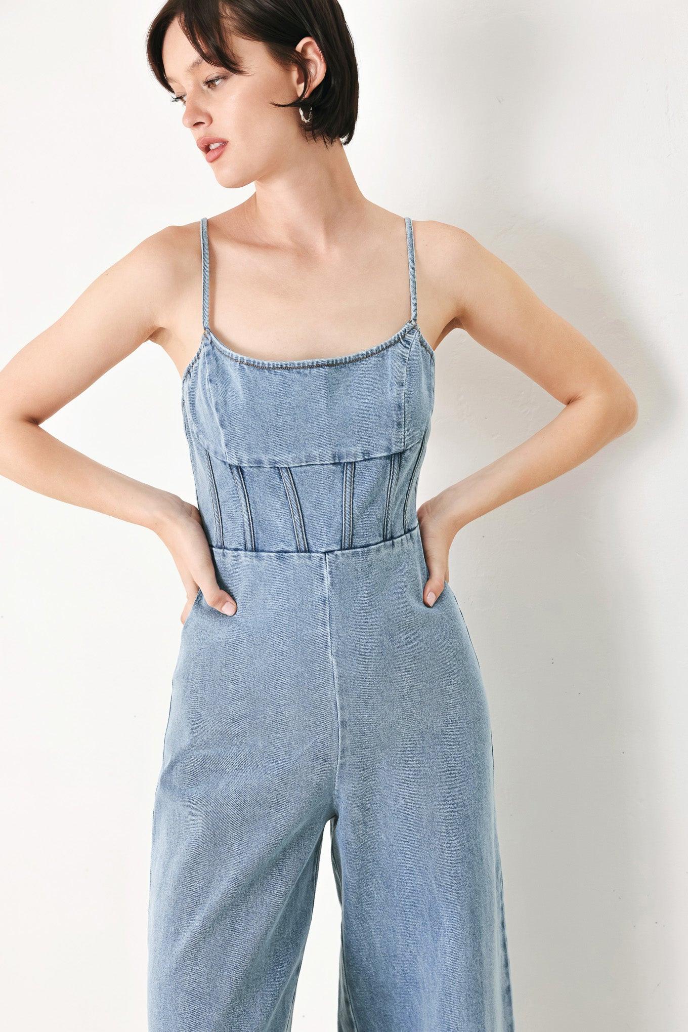SKYLINE SWEETHEART DENIM JUMPSUIT Flying Tomato