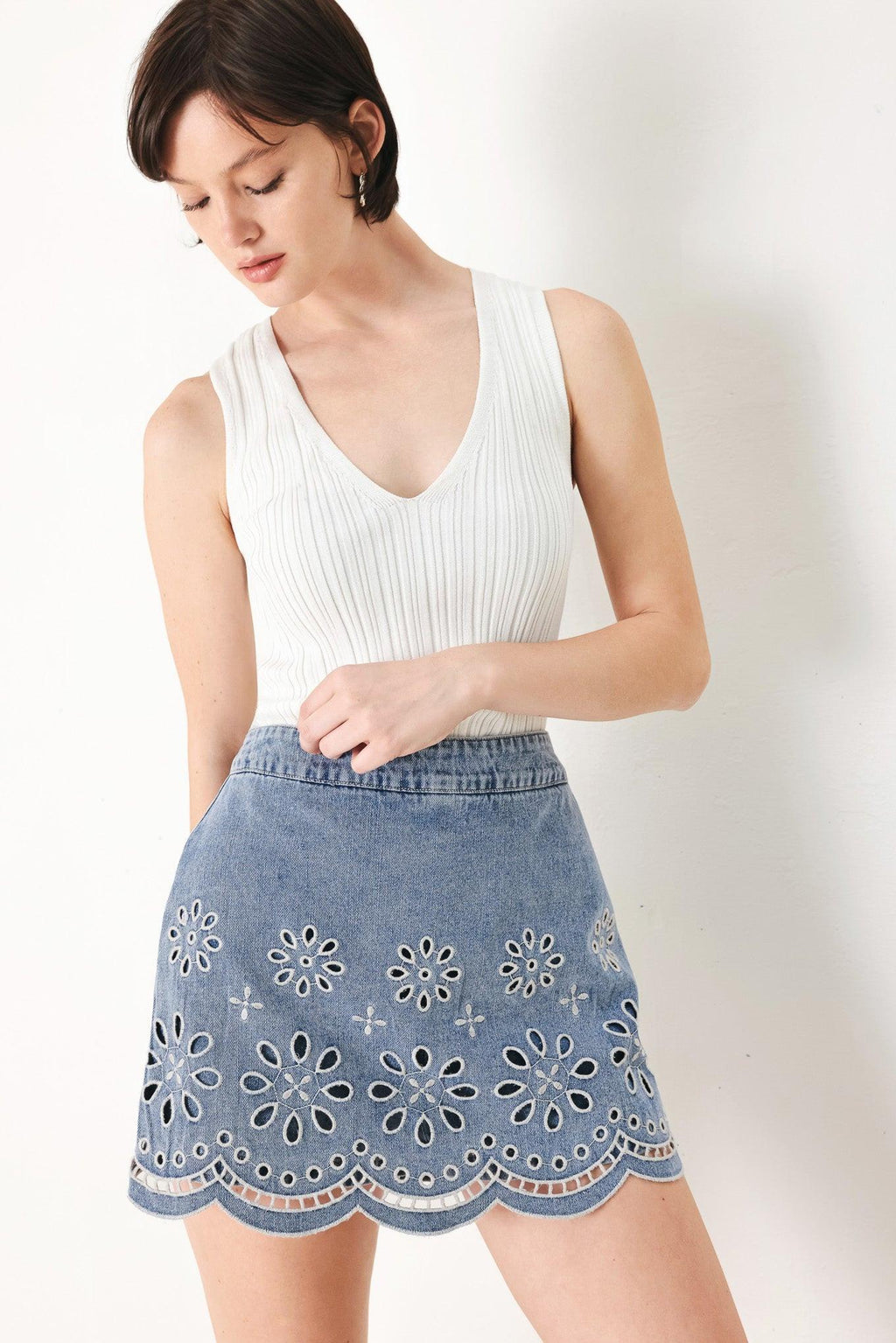 [PREORDER] FLORAL LOVE DENIM SKORT Flying Tomato