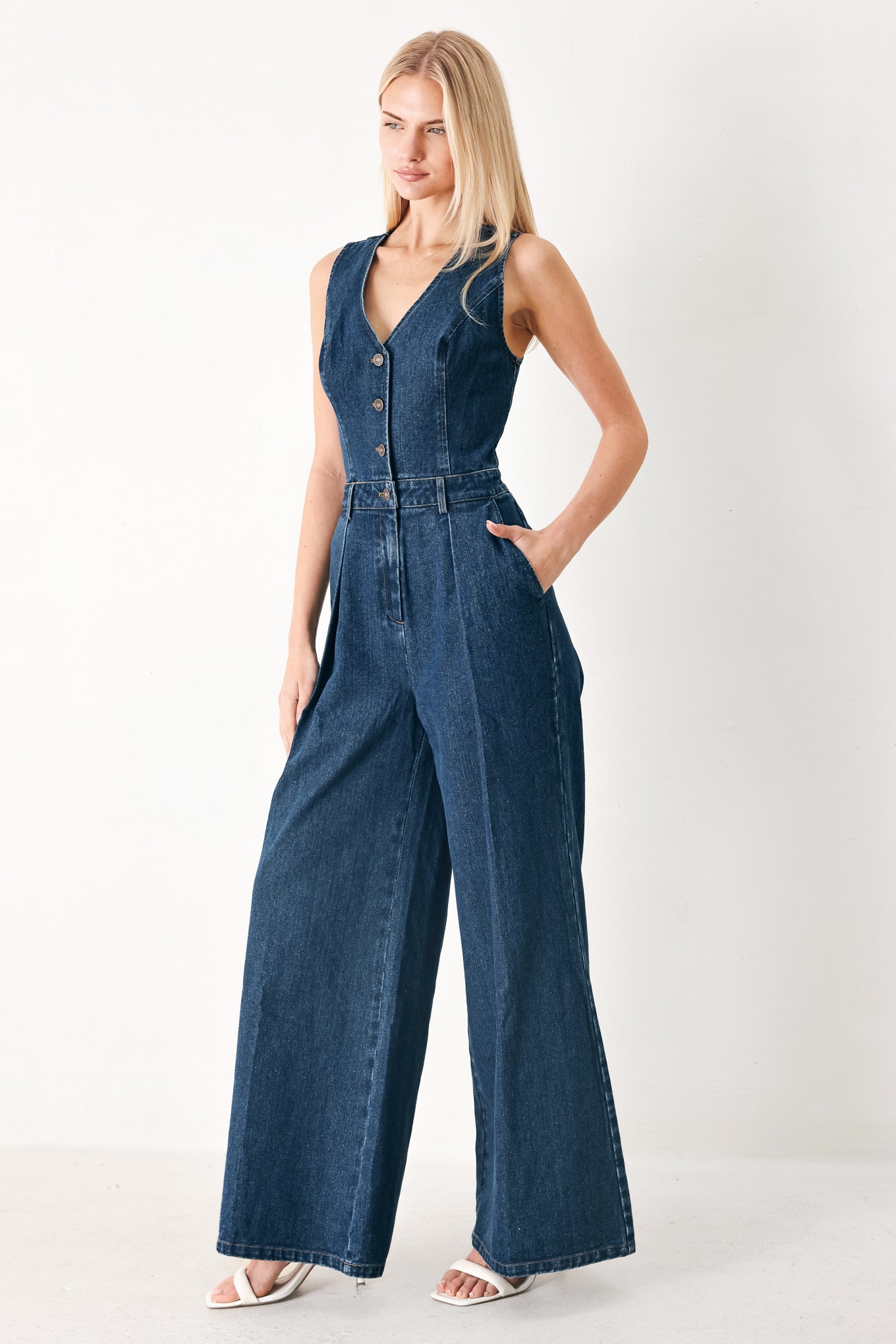 RUNWAY HIT LINE DENIM JUMPSUIT Flying Tomato