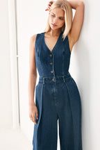 RUNWAY HIT LINE DENIM JUMPSUIT Flying Tomato