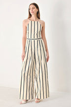 MONACO STRIPE WOVEN JUMPSUIT Flying Tomato