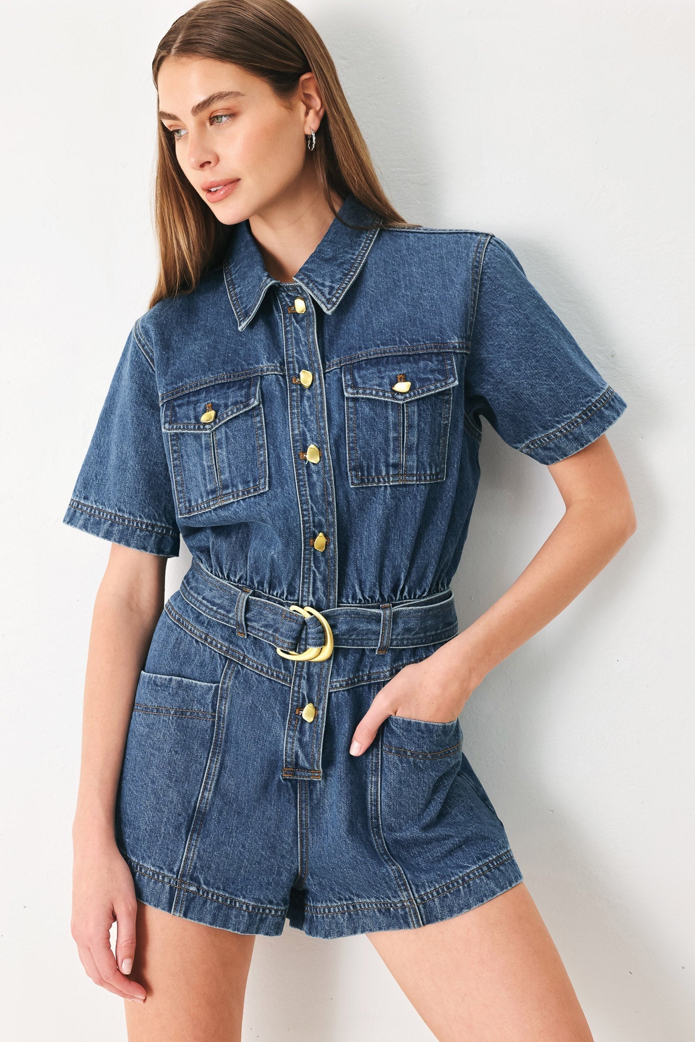 PLAY MODE DENIM ROMPER Flying Tomato