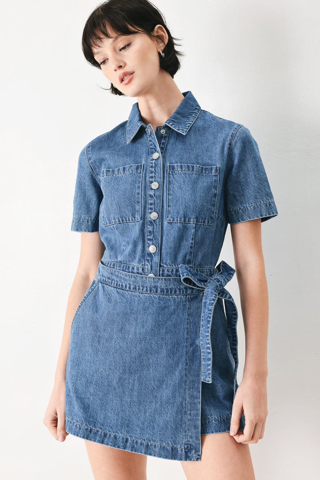 DAILY ROMANCE DENIM SKORT ROMPER Flying Tomato