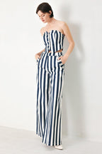 NAVY BLOSSOM WOVEN PANTS Flying Tomato