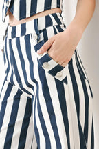 NAVY BLOSSOM WOVEN PANTS Flying Tomato