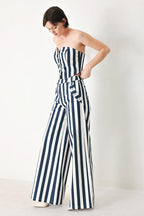 NAVY BLOSSOM WOVEN PANTS Flying Tomato