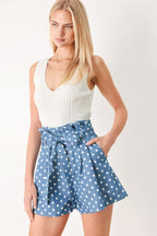 FLIRTY DOTS TIE WOVEN SHORTS Flying Tomato