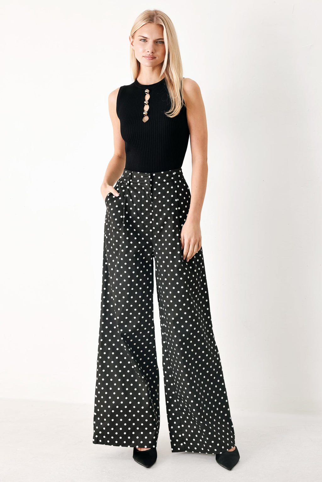FOREVER CHIC POLKA WOVEN PANTS Flying Tomato
