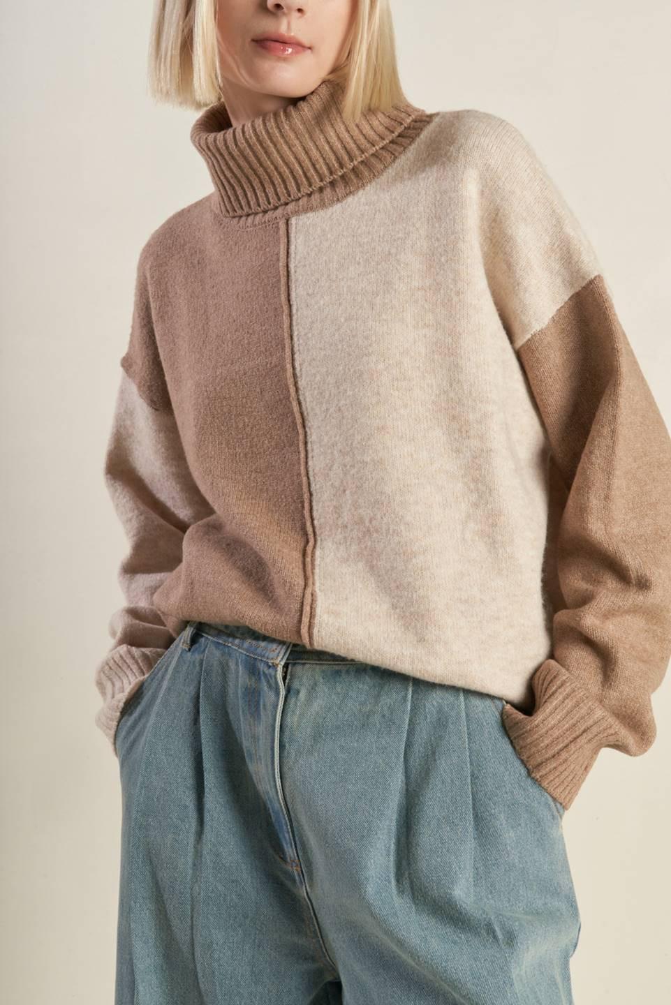 MIXED EMOTIONS COLORBLOCKED SWEATER TOP Flying Tomato
