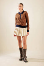 HIDDEN REFLECTIONS SWEATER POLO TOP Flying Tomato