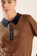 HIDDEN REFLECTIONS SWEATER POLO TOP Flying Tomato