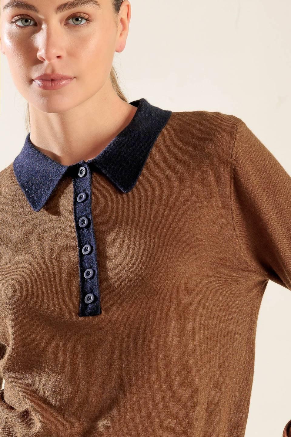 HIDDEN REFLECTIONS SWEATER POLO TOP Flying Tomato