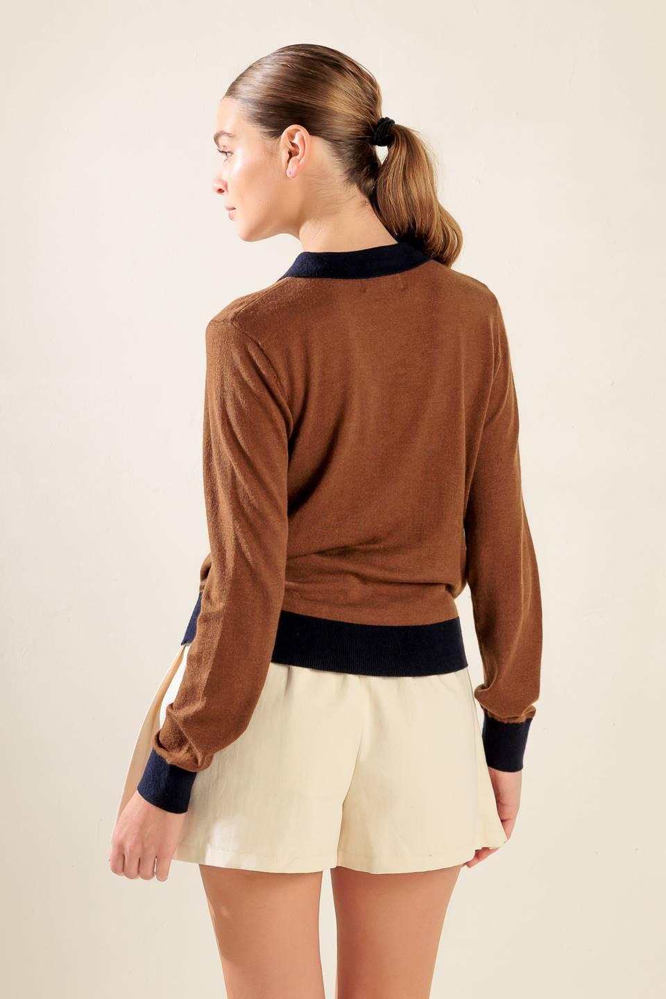 HIDDEN REFLECTIONS SWEATER POLO TOP Flying Tomato