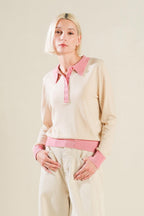 HIDDEN REFLECTIONS SWEATER POLO TOP Flying Tomato