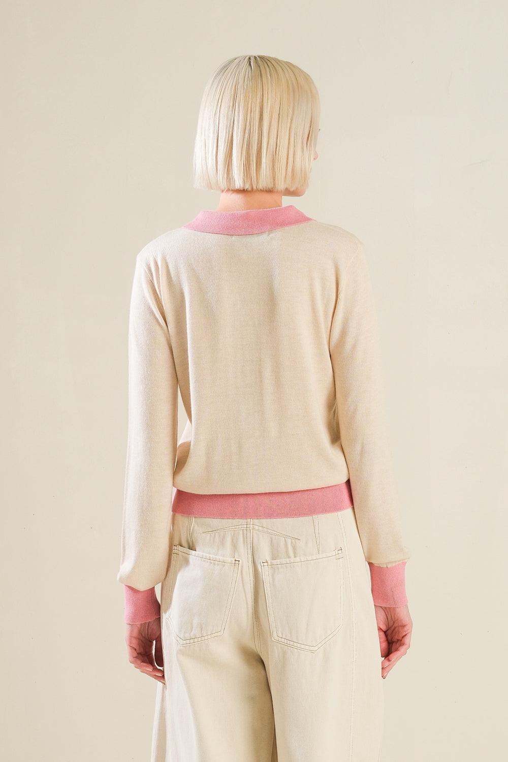 HIDDEN REFLECTIONS SWEATER POLO TOP Flying Tomato