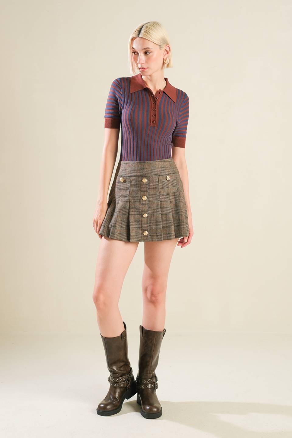 BLISSFUL STROLLS SWEATER POLO TOP Flying Tomato