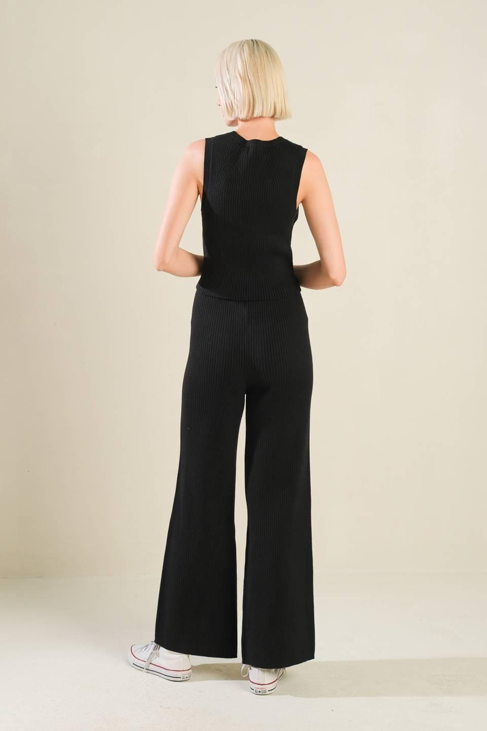 REGAL RISE BLACK KNIT PANTS Flying Tomato