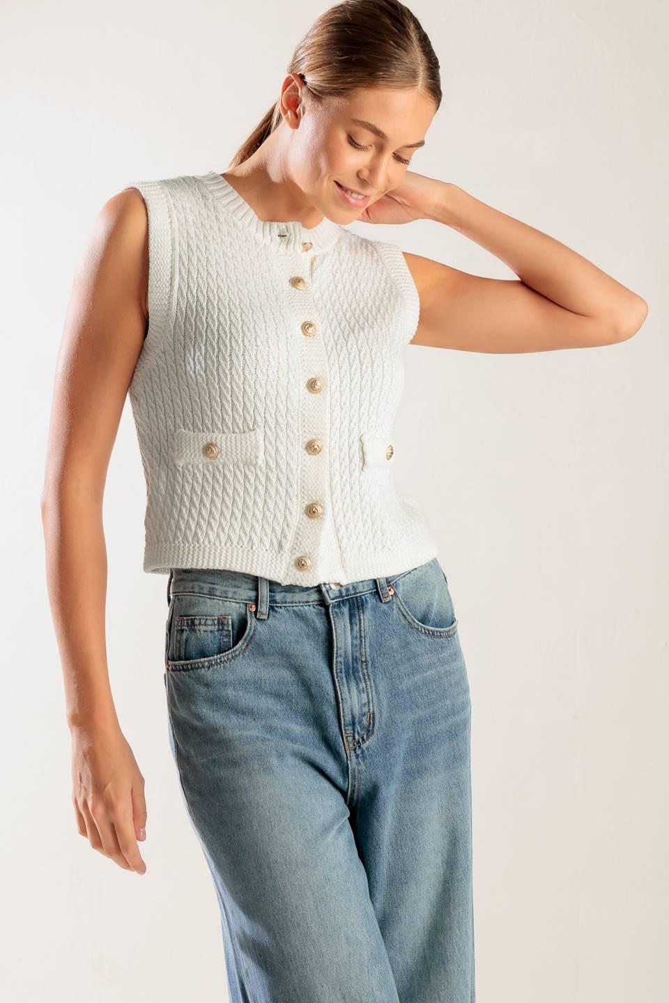 NOTHING LIKE IT WHITE KNIT VEST Flying Tomato
