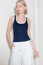 DEEP CONNECTION NAVY KNIT TANK TOP Flying Tomato