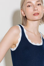 DEEP CONNECTION NAVY KNIT TANK TOP Flying Tomato