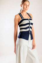 SHINE BRIGHT NAVY KNIT TOP Flying Tomato