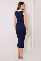 SO MAGNETIC NAVY SWEATER MIDI DRESS Flying Tomato