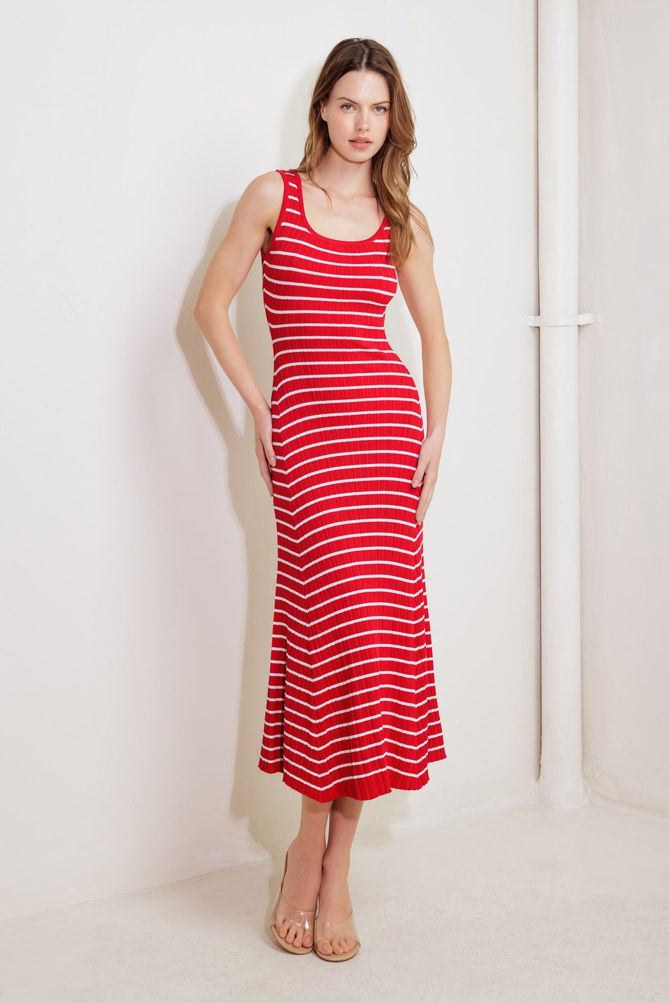 SOFT SIDE OF RED KNIT MIDI DRESS Flying Tomato