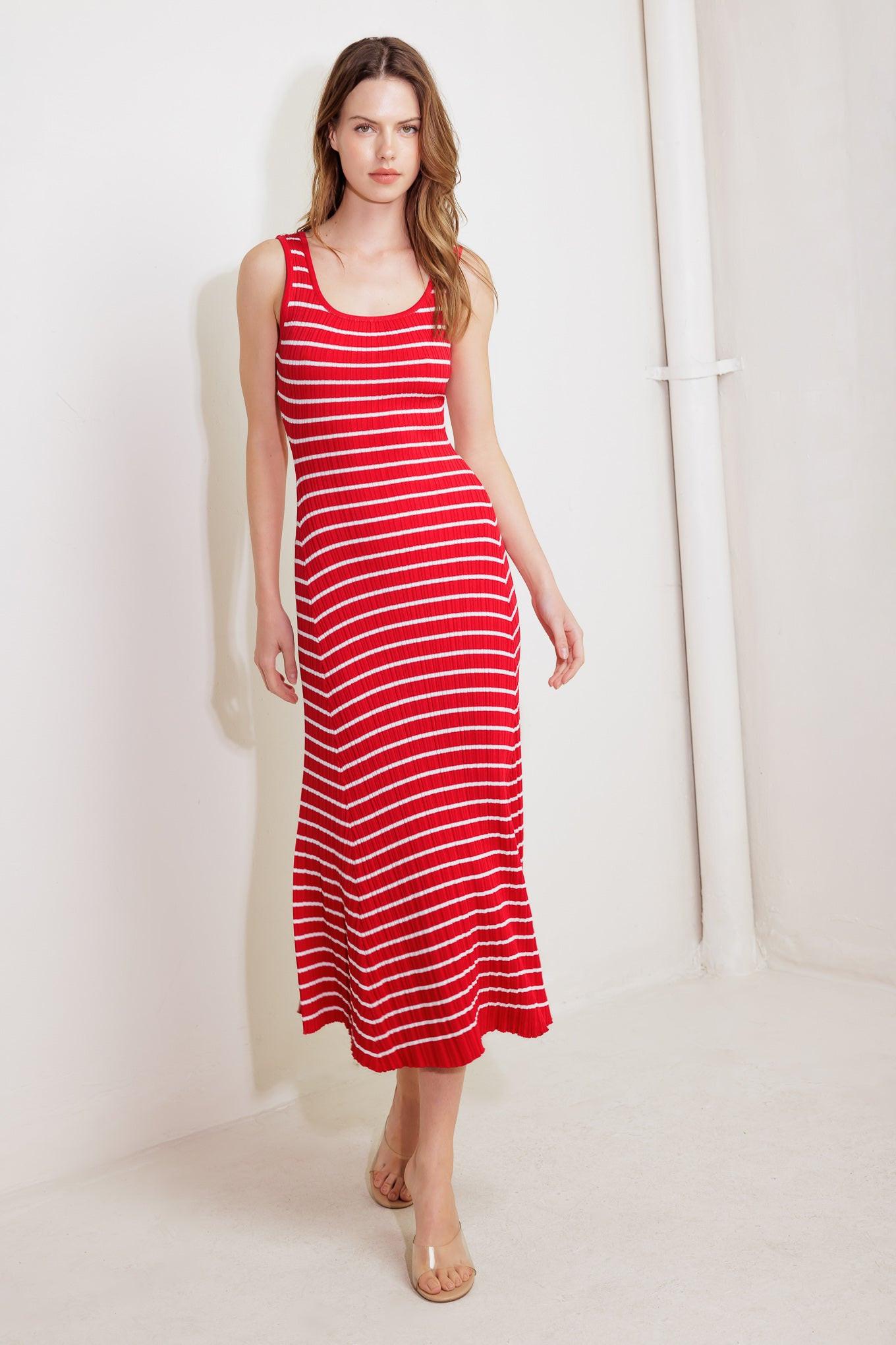 SOFT SIDE OF RED KNIT MIDI DRESS Flying Tomato