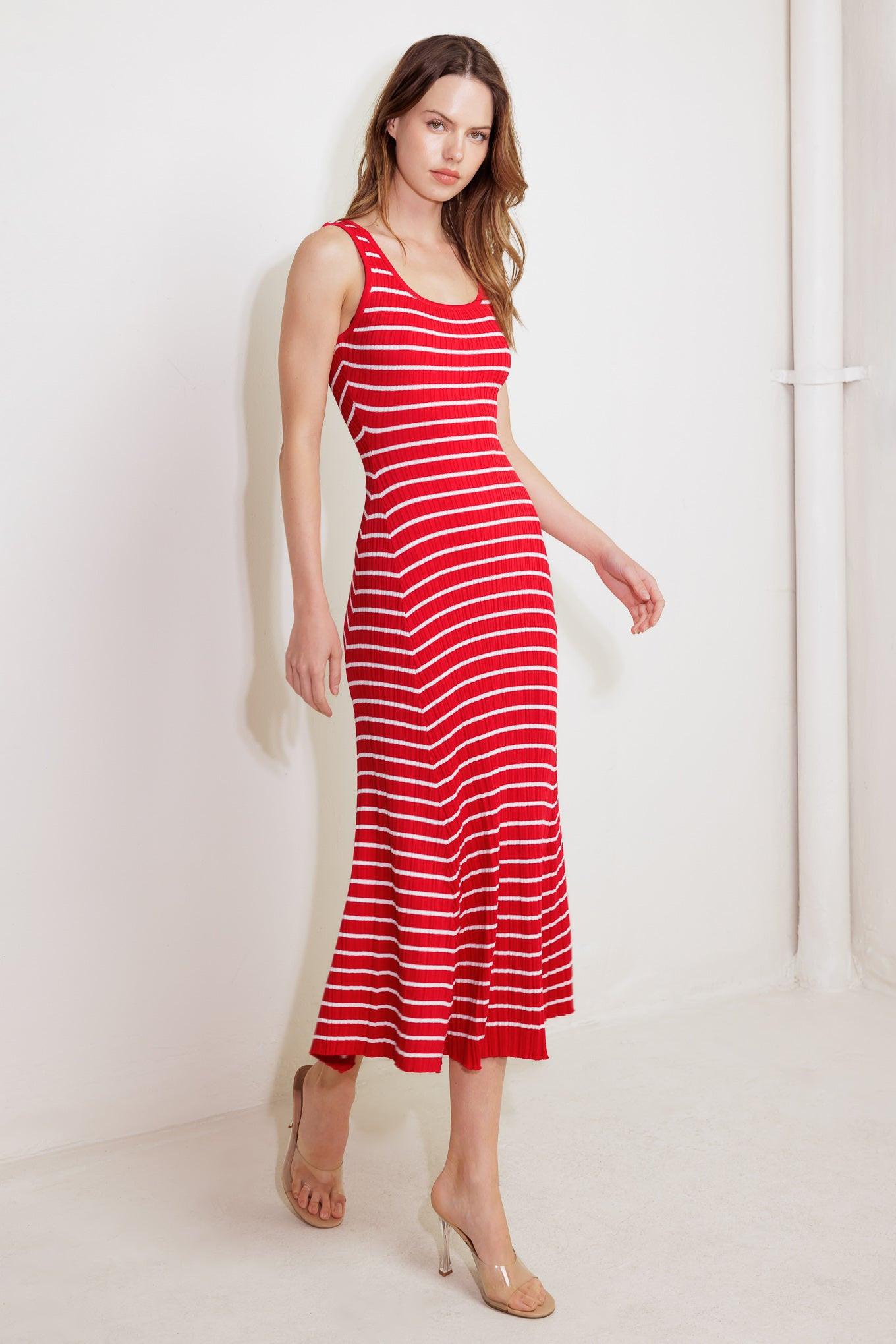 SOFT SIDE OF RED KNIT MIDI DRESS Flying Tomato
