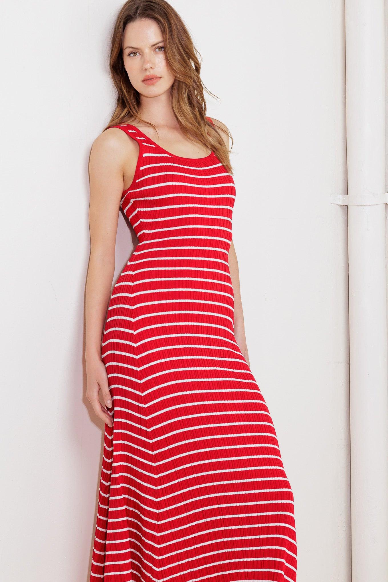 SOFT SIDE OF RED KNIT MIDI DRESS Flying Tomato