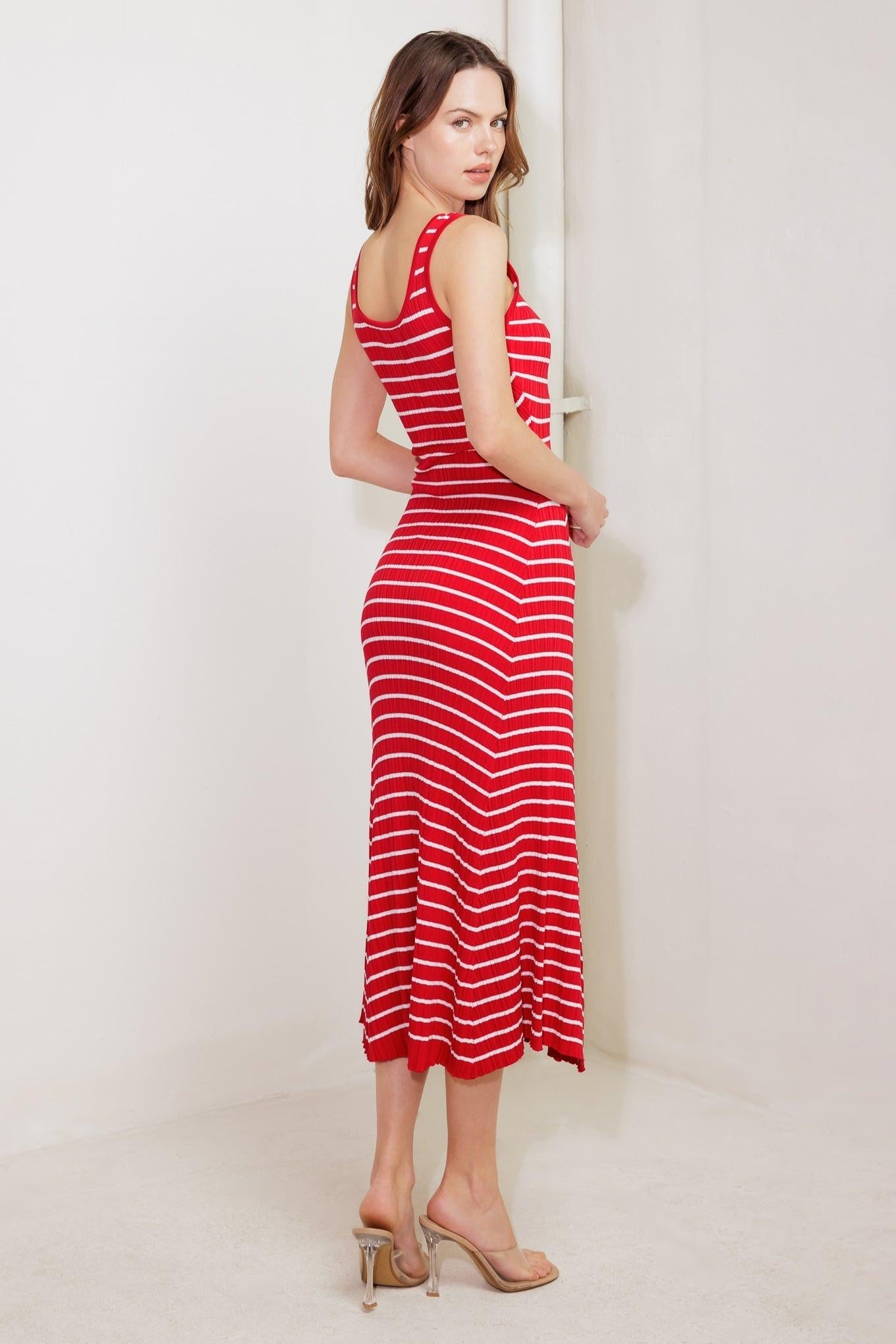 SOFT SIDE OF RED KNIT MIDI DRESS Flying Tomato
