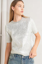 SILVER GLOW KNIT TOP Flying Tomato