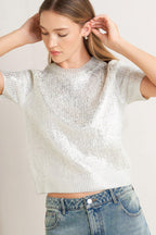 SILVER GLOW KNIT TOP Flying Tomato
