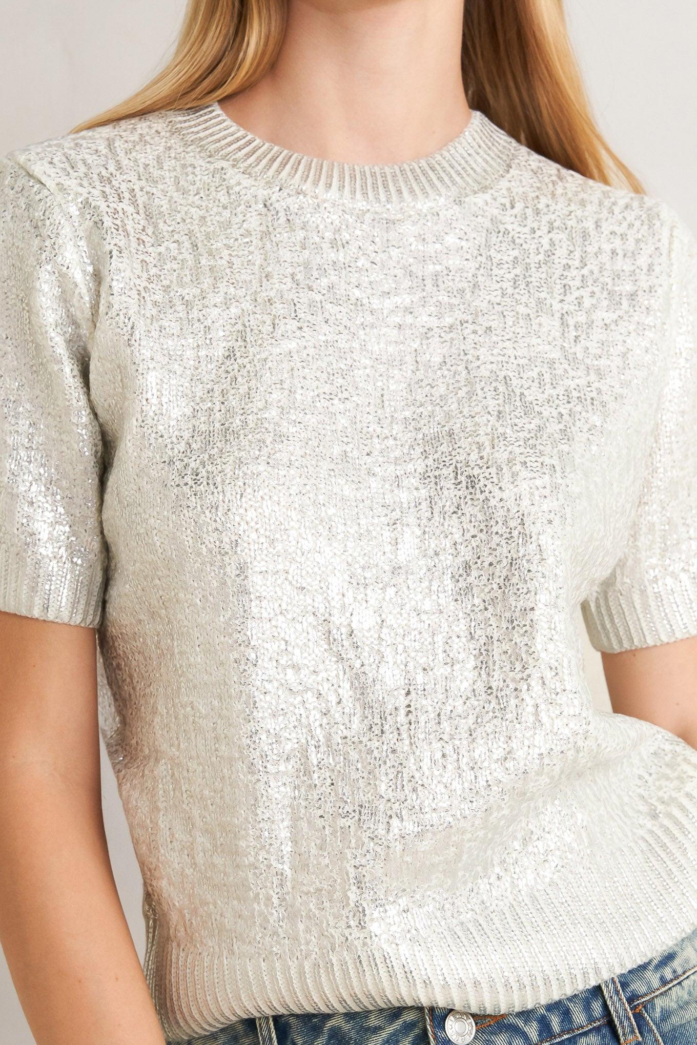 SILVER GLOW KNIT TOP Flying Tomato