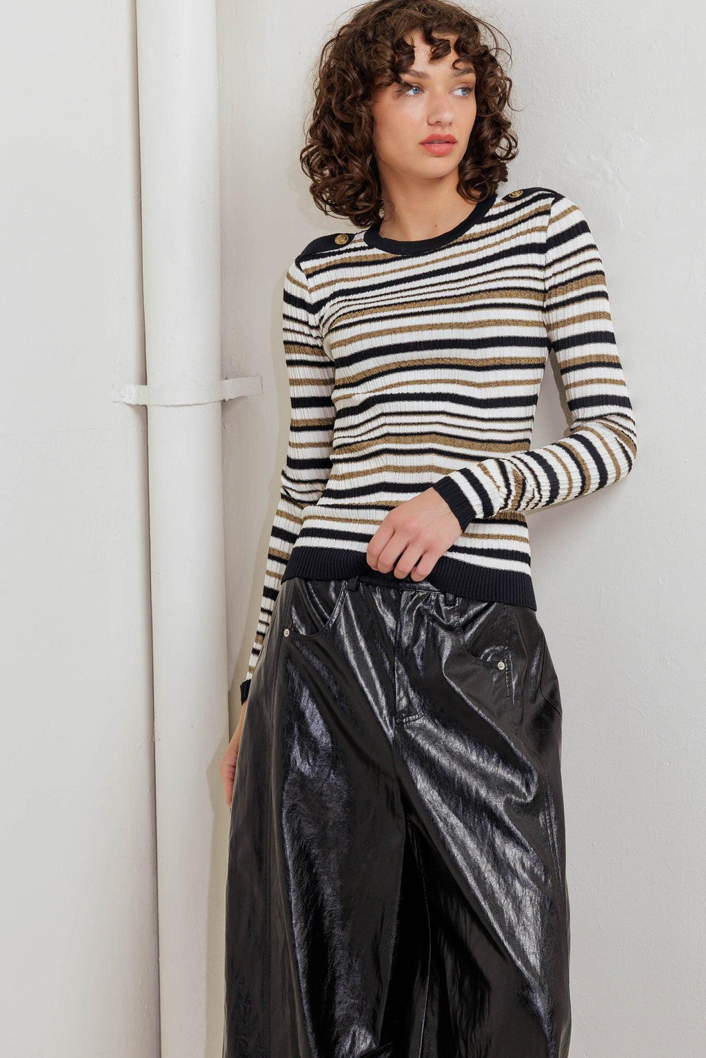 SWEET STRIPE MUSE SWEATER KNIT TOP Flying Tomato