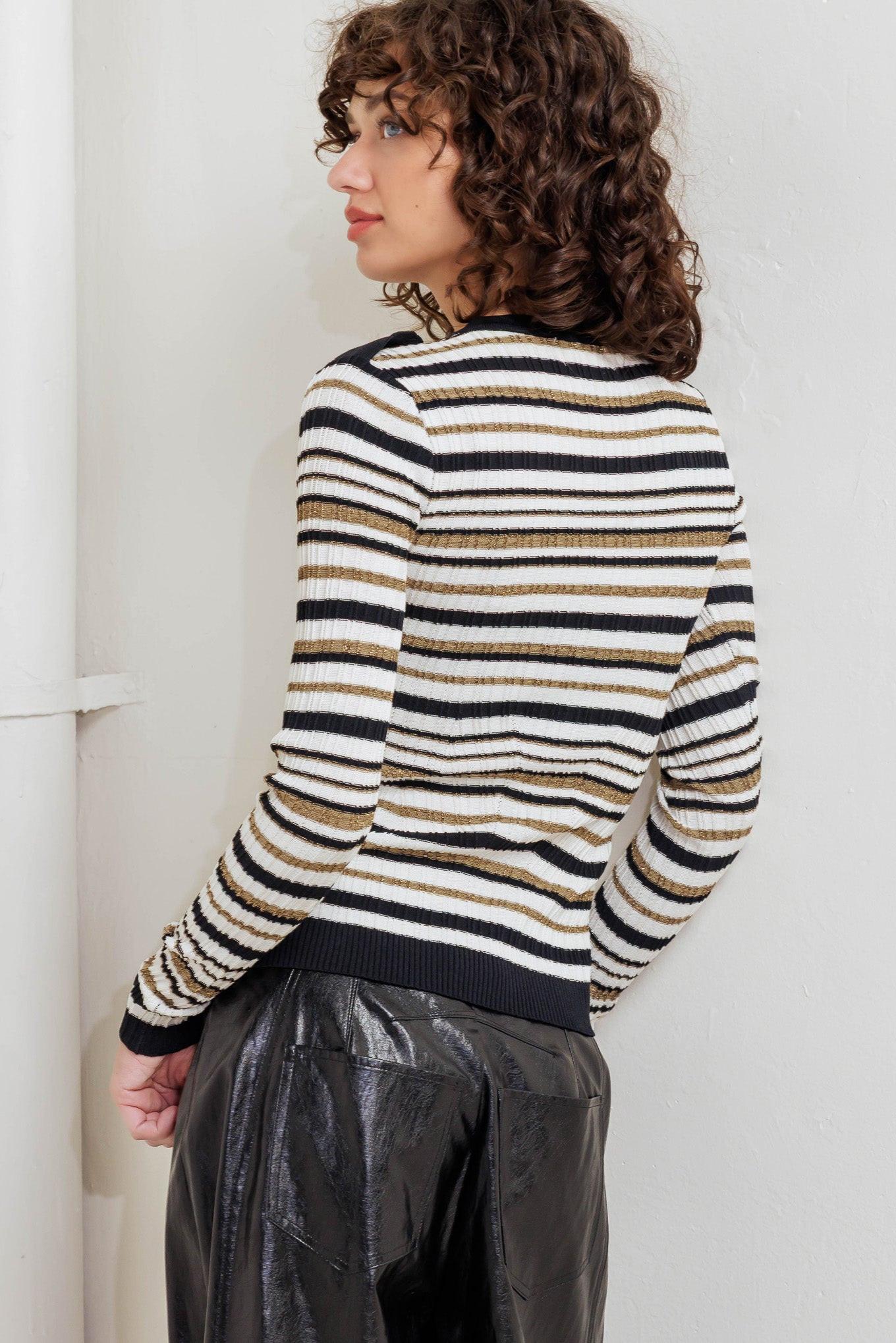 SWEET STRIPE MUSE SWEATER KNIT TOP Flying Tomato