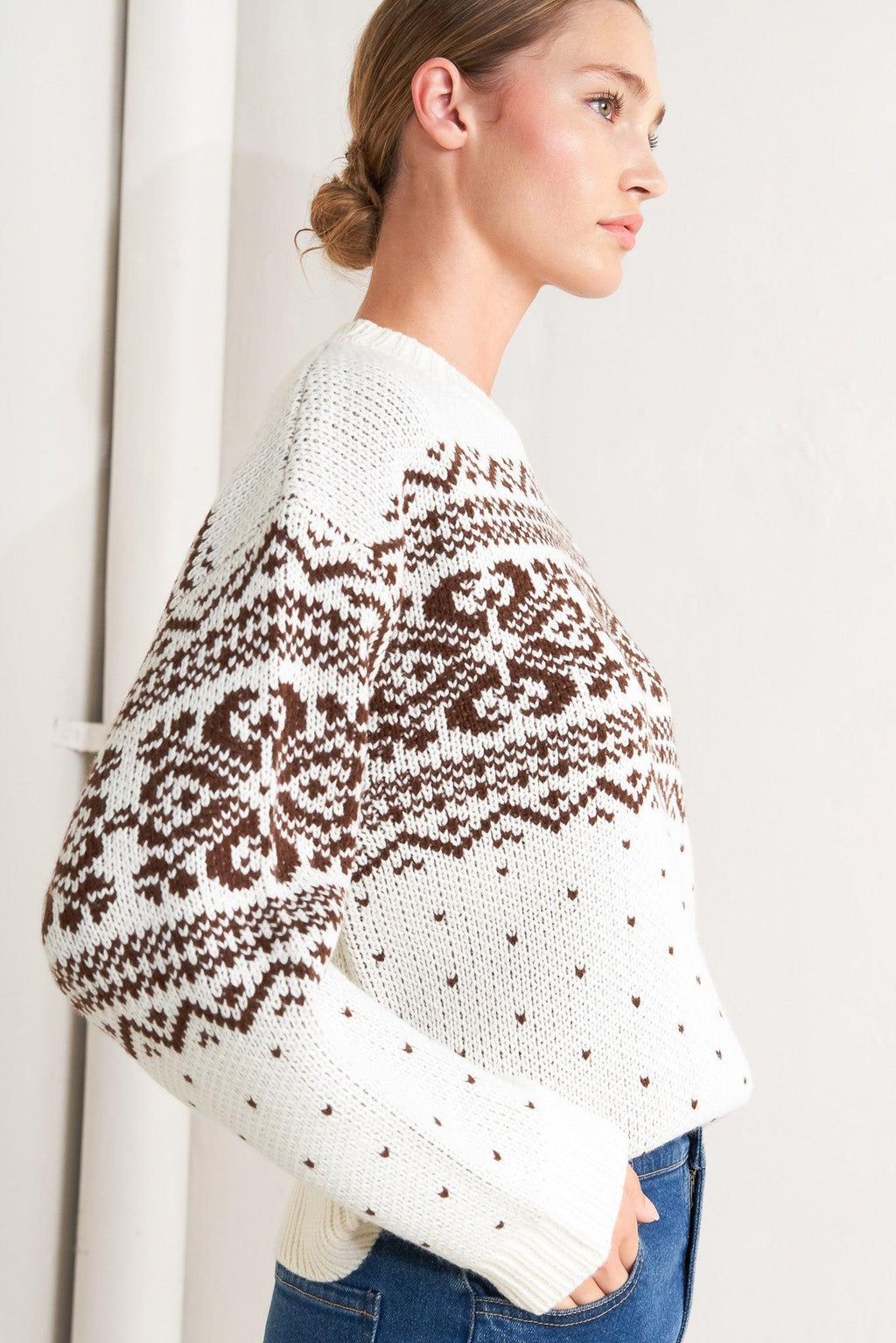 SNOWFLAKE GLAM PULLOVER SWEATER TOP Flying Tomato