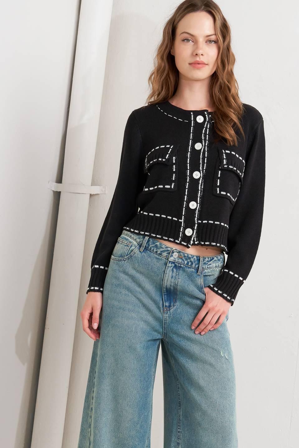 MONO FRAME SWEATER KNIT TOP Flying Tomato