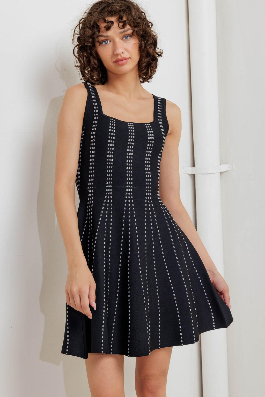 SUGAR STRIPE JACQUARD SWEATER MINI DRESS Flying Tomato