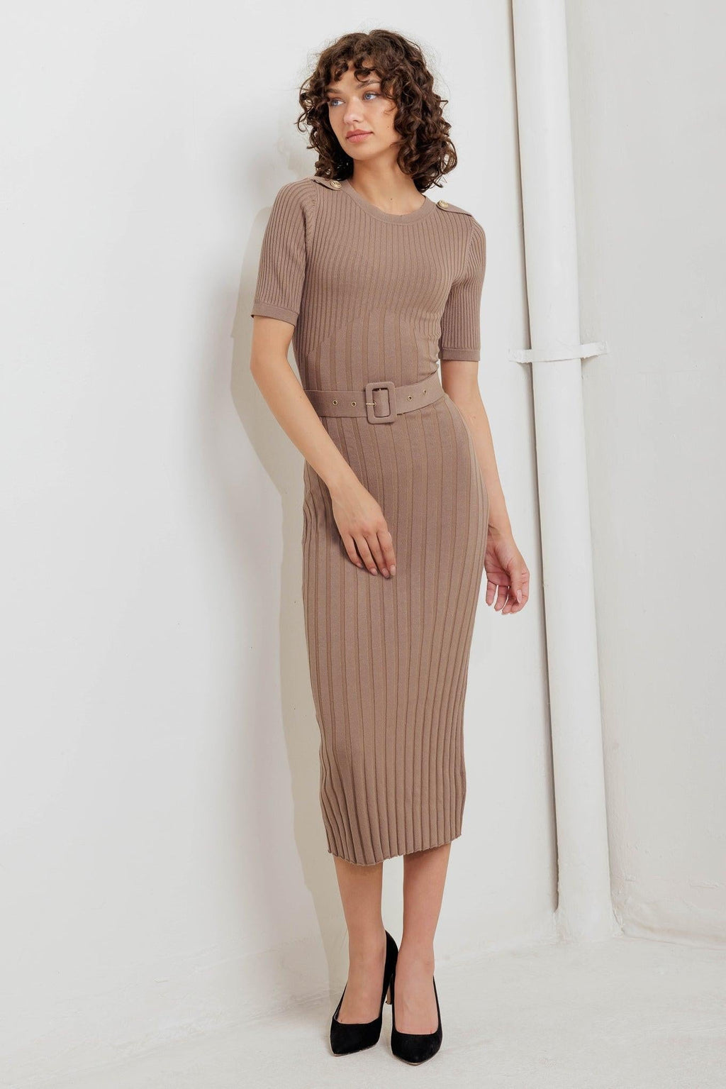 STRUCTURED CHIC SWEATER MIDI DRESS Flying Tomato