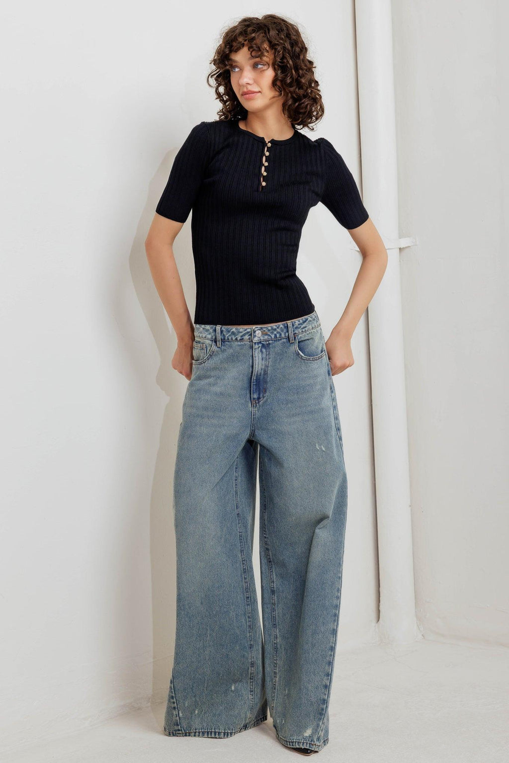 MODERN CURL SWEATER KNIT TOP Flying Tomato