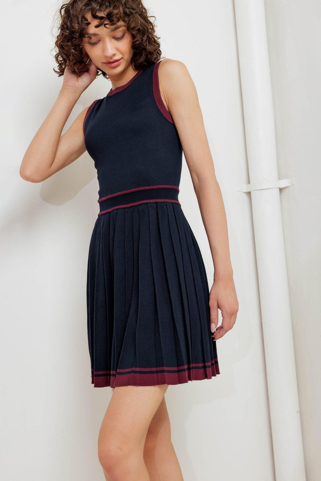 BERRY STRIPE SWEATER MINI DRESS Flying Tomato