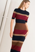 FALL RHYTHM COLOR BLOCKED MIDI SWEATER DRESS Flying Tomato