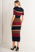 FALL RHYTHM COLOR BLOCKED MIDI SWEATER DRESS Flying Tomato